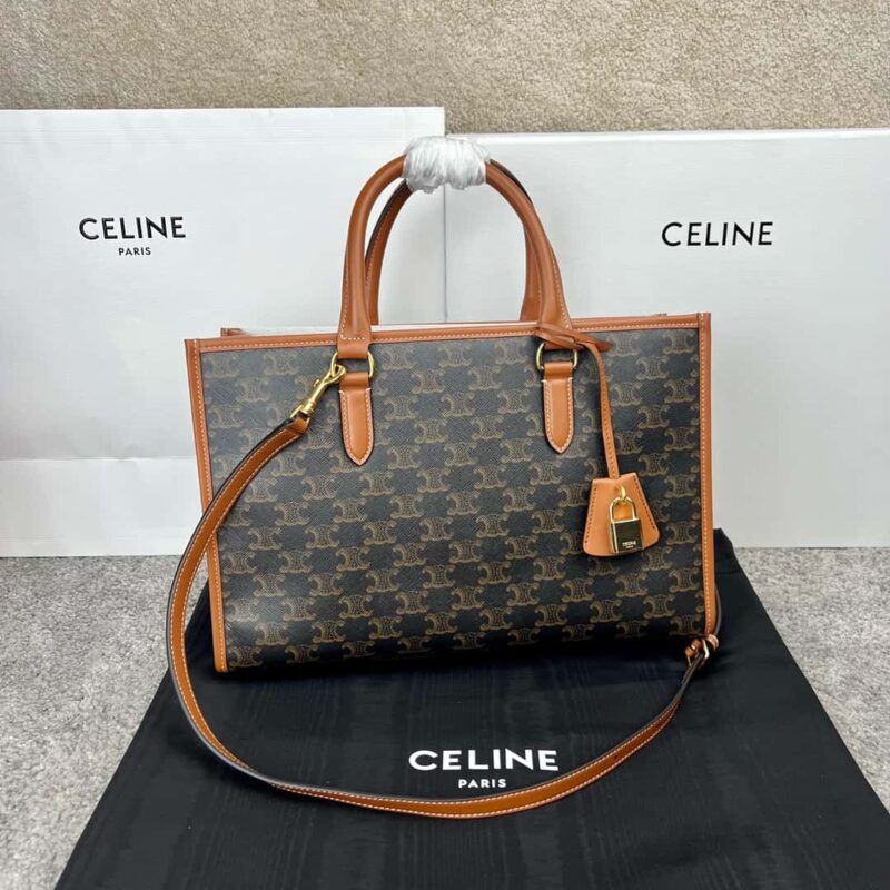 CELINE CABAS TRIOMPHE标志印花和牛皮革 横款mini手袋 199742