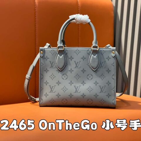 【原单精品】M12465鲨鱼灰丝印 全皮四方包系列 本款 OnTheGo 小号手袋