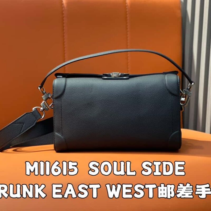 【原单精品】M11615黑色全皮男包邮差包系列 SOUL SIDE TRUNK EAST WEST邮差手袋