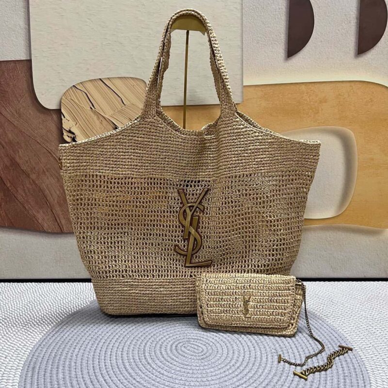 YSL 🆕𝗜𝗖𝗔𝗥𝗘_编织购物袋 772191编织