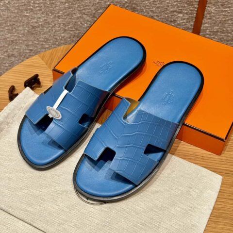 HERMES 182 -Lzmir Men's slippers男士拖鞋 佛罗里达蓝/OF/配蓝垫脚