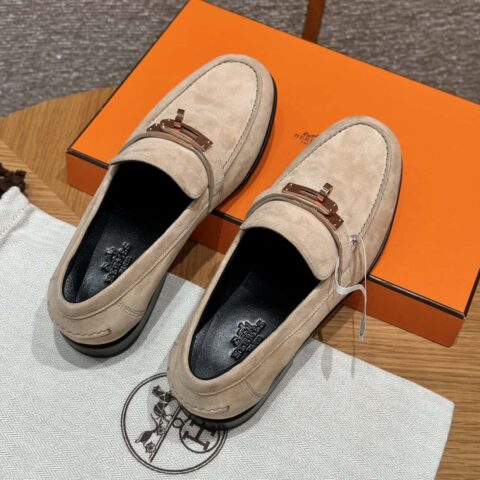 HERMES 227Destin乐福鞋 Clay beige/粘土米色 麂皮/Chamois leather