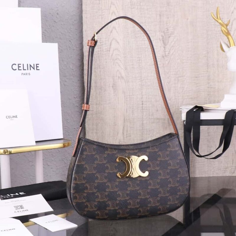 CELIN_E 2024｜TILLY中号亮泽牛皮革手袋 24s春季新品115703BF4.38NO 腋下包