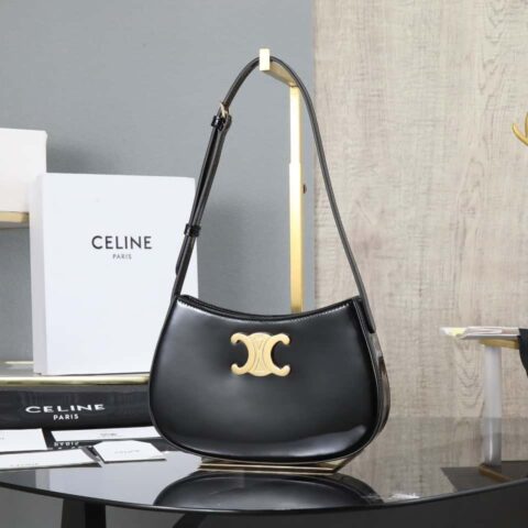 【特级全钢五金】 CELIN_E 2024🆕｜TILLY中号亮泽牛皮革手袋编号：115703BF4.38NO