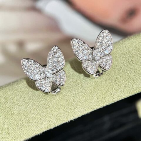 Van Cleef &Arpels 梵克雅宝Two Butterfly满钻蝴蝶耳环耳拍