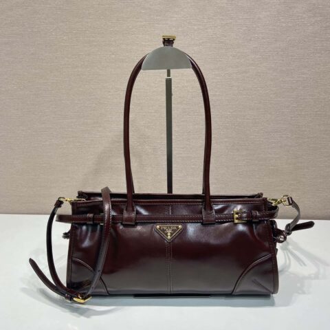 PRADA🎉LusSolf油腊皮🎉1BA426小号新色🎉🎉酒红色