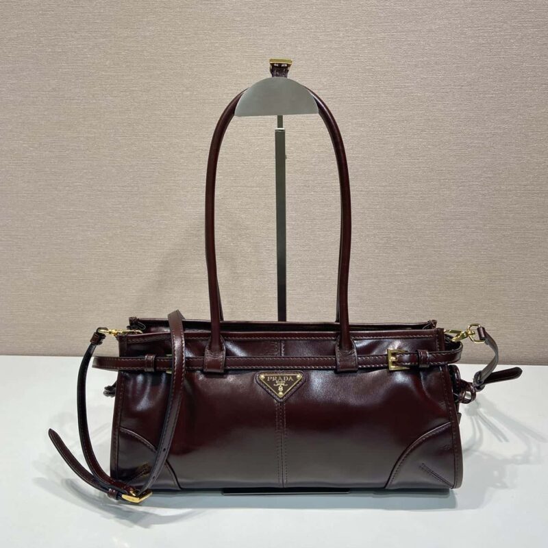 PRADA🎉LusSolf油腊皮🎉1BA426小号新色🎉🎉酒红色