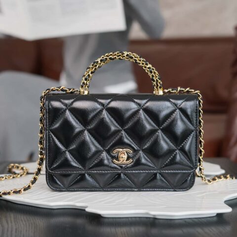 CHANEL 𝟐𝟒𝐛 Flap新型粗链手柄 Woc 黑色➿AP4166 B17675 94305
