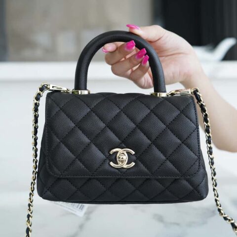 CHANEL 春夏新品 𝗠𝗶𝗡𝗶 𝗖𝗼𝗖𝗼 𝗛𝗮𝗻𝗱𝗹𝗲 黑金 AS2215