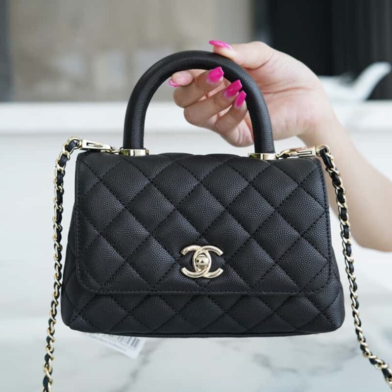 CHANEL 春夏新品 𝗠𝗶𝗡𝗶 𝗖𝗼𝗖𝗼 𝗛𝗮𝗻𝗱𝗹𝗲 黑金 AS2215