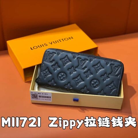 【原单精品】M11721黑色压花 全皮单拉链钱包系列 Zippy拉链钱夹 M60017 11721黑色