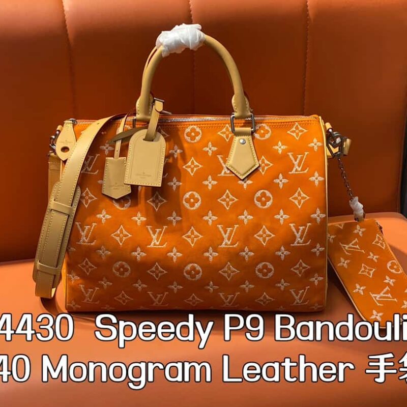 【原单精品】M24430磨沙橙色 枕头包speedy系列 本款 Speedy P9 Bandoulière 40 Monogram Leather 手袋