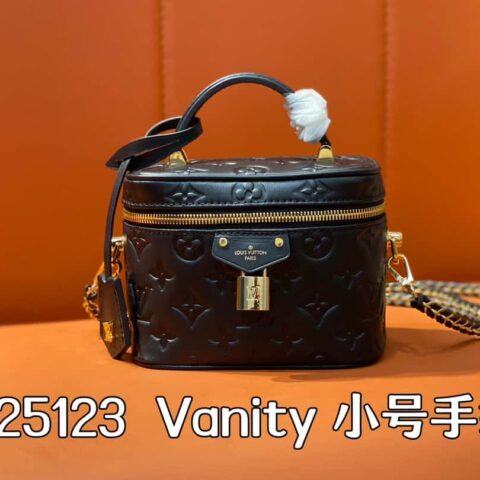 【原单精品】M25123黑色 全皮压花化妆包系列 变码芯片版 M25219白色 M25123黑色 本款 Vanity 小号手袋