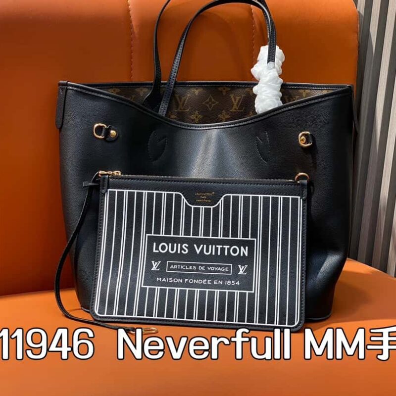【原单精品】M11946老花/黑色 购物袋系列 Neverfull MM手袋 M12061棕色