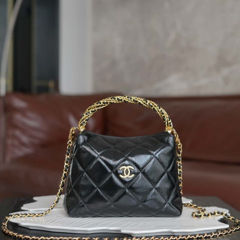 CHANEL 24b 新型粗链手柄 饭盒包 黑色🖤AP4189 B17675 NZG79