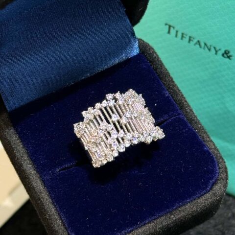 新款☑️TIFFANY&Co. 满钻琴弦戒指