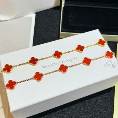 ❗️CNC版本❗️  ☀️Van Cleef &Arpels 梵克雅宝红玛瑙四叶草五花手链 ☀