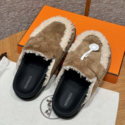 HERMES 190 Go 穆勒鞋 磨砂棕/Brun fume 麂皮小牛皮/Suede calf leather