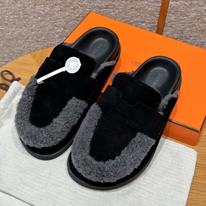 HERMES 190 Go 穆勒鞋 黑色/Noir 麂皮小牛皮/Suede calf leather