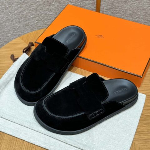 HERMES 190 Go 穆勒鞋 黑色/Noir 麂皮小牛皮/Suede calf leather