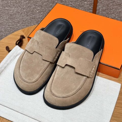 HERMES 190 Go 穆勒鞋 沙米色/Beige Sable 麂皮小牛皮/Suede calf leather