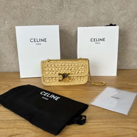 CELINE PARISCLAUDE植物材料效果织物链条肩背包 112252