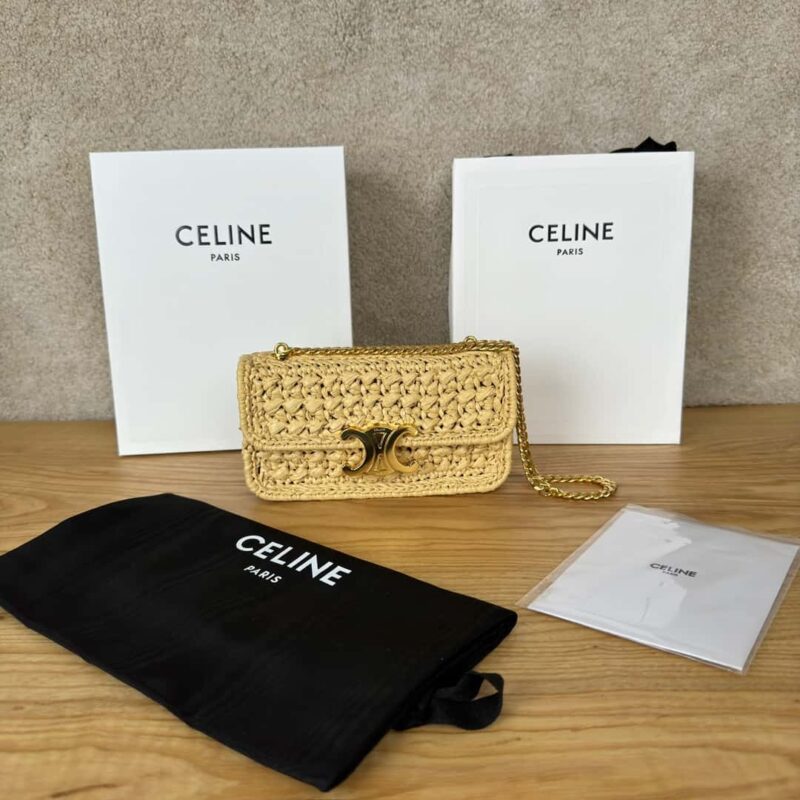 CELINE PARISCLAUDE植物材料效果织物链条肩背包 112252