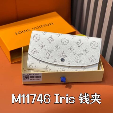 【原单精品】M11746白色镂空 全皮翻盖钱包系列 Iris 钱夹 M60143 11746白色（镂空）