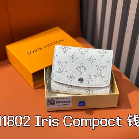 【原单精品】M11802白色镂空 全皮翻盖钱包系列 Iris Compact 钱夹 M62542 11802 白色（镂空）