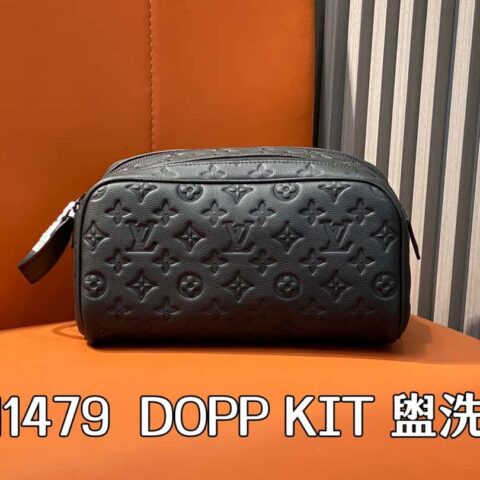 【原单精品】M11479黑色压花 全皮洗漱包手拿包系列 DOPP KIT 盥洗袋