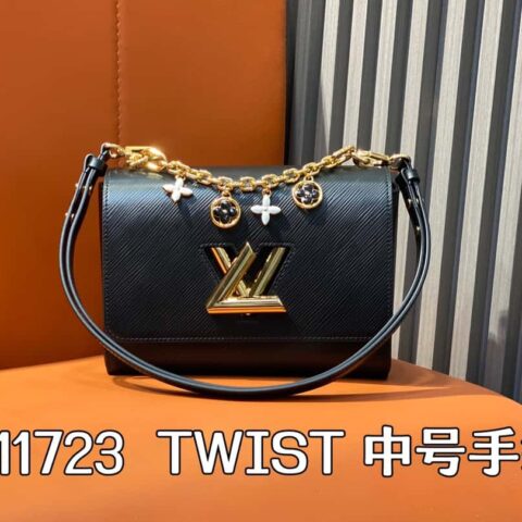 【原单精品】M11723黑色 水波纹Twist系列 TWIST 中号手袋