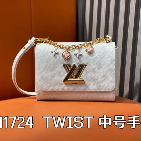 【原单精品】M11724白色 水波纹Twist系列 TWIST 中号手袋 M11723