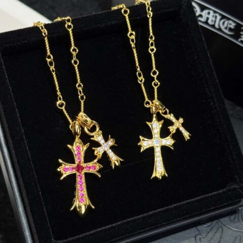 ❗新品❗  ☀新款克罗心满钻双十字项链 ☀