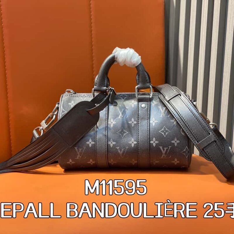 【原单精品】M11595黑色全皮 男包枕头包系列 KEEPALL BANDOULIÈRE 25手袋