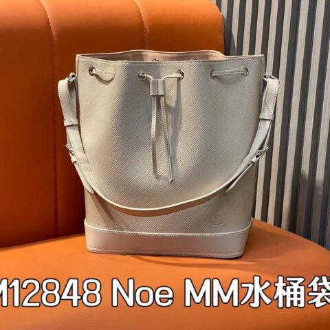 【原单精品】M12848石英白/大号 水波纹水桶包系列 Noe MM水桶袋