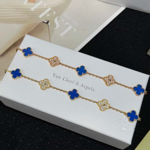 ❗️CNC版本❗️ ☀️ ☀️Van Cleef &Arpels 梵克雅宝间钻青金石四叶草五花手链 ☀