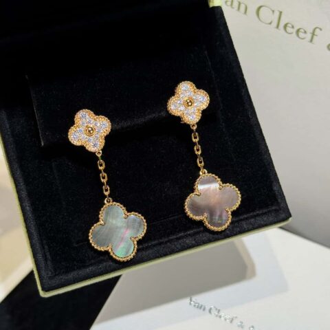 ❗️CNC版本❗️ ☀️Van Cleef &Arpels 梵克雅宝灰贝母四叶草耳拍耳环耳钉 ☀