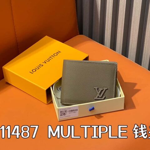 【原单精品】M11487摩卡色全皮 短款西装夹系列 MULTIPLE 钱夹 m82273 82274 82808
