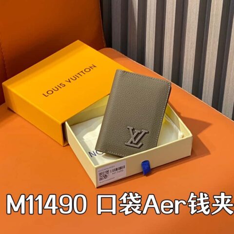 【原单精品】M11490摩卡色全皮 卡包口袋Aer钱夹 M81730 69979 LV Aerogram 口袋钱夹
