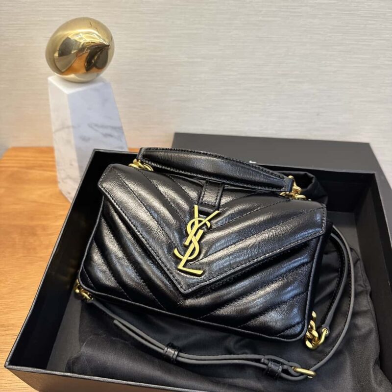 YSL 2024新款COLLEGE亮面油蜡迷你链条包 779430