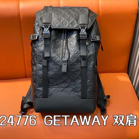【原单精品】M24776黑色全皮压花 双肩包系列 GETAWAY 双肩包