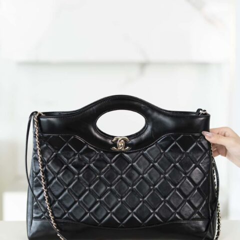 𝐂𝐡𝐚𝐧𝐞𝐥 24S 31bag 横版中号 黑色➿正品皮 AS4854