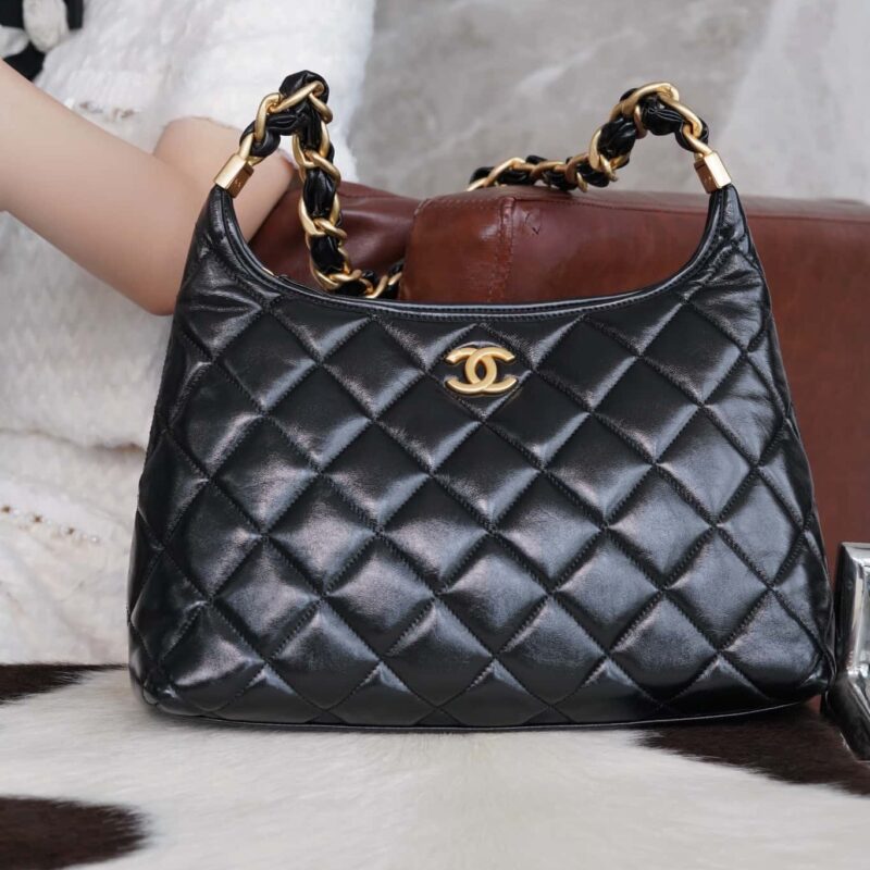 𝐂𝐡𝐚𝐧𝐞𝐥 𝟮𝟰𝗮高级手工坊 Hobo黑色 大号 正品皮 AS4923