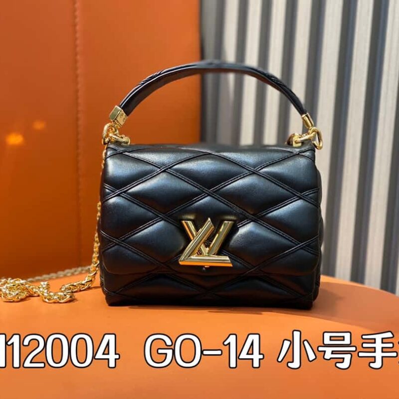 【原单精品】M12004黑色全皮 链条包菱格Twist系列 GO-14 小号手袋
