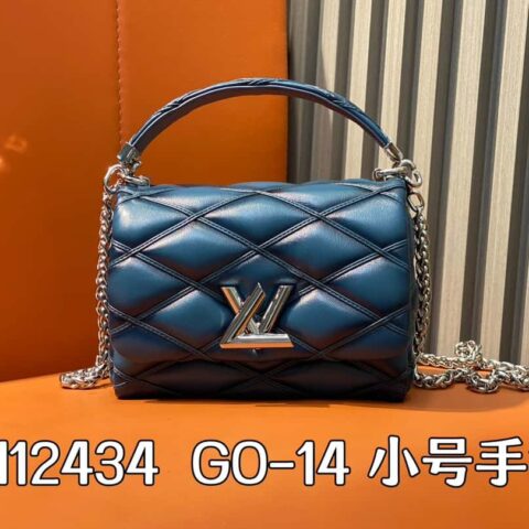 【原单精品】M12004牛仔蓝全皮 链条包菱格Twist系列 GO-14 小号手袋