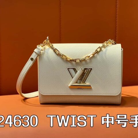 【原单精品】M24630米白 水波纹Twist系列 TWIST 中号手袋 M24631黑色