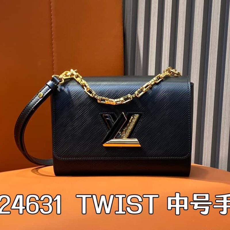 【原单精品】M24631黑色 水波纹Twist系列 TWIST 中号手袋 M24630米白