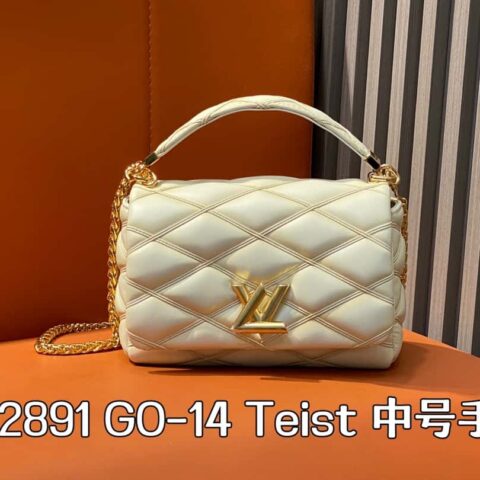 【原单精品】M22891米白色 全皮菱格链条包系列 GO-14 Teist 中号手袋 M23045 M22890