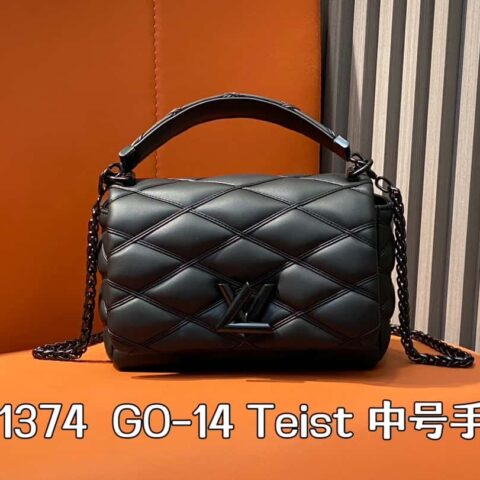 【原单精品】M11374黑色 黑武士全皮菱格链条包系列 GO-14 Teist 中号手袋