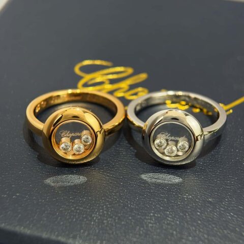 ❗️新品❗️萧邦HAPPY DIAMONDS光面圆形三钻戒指